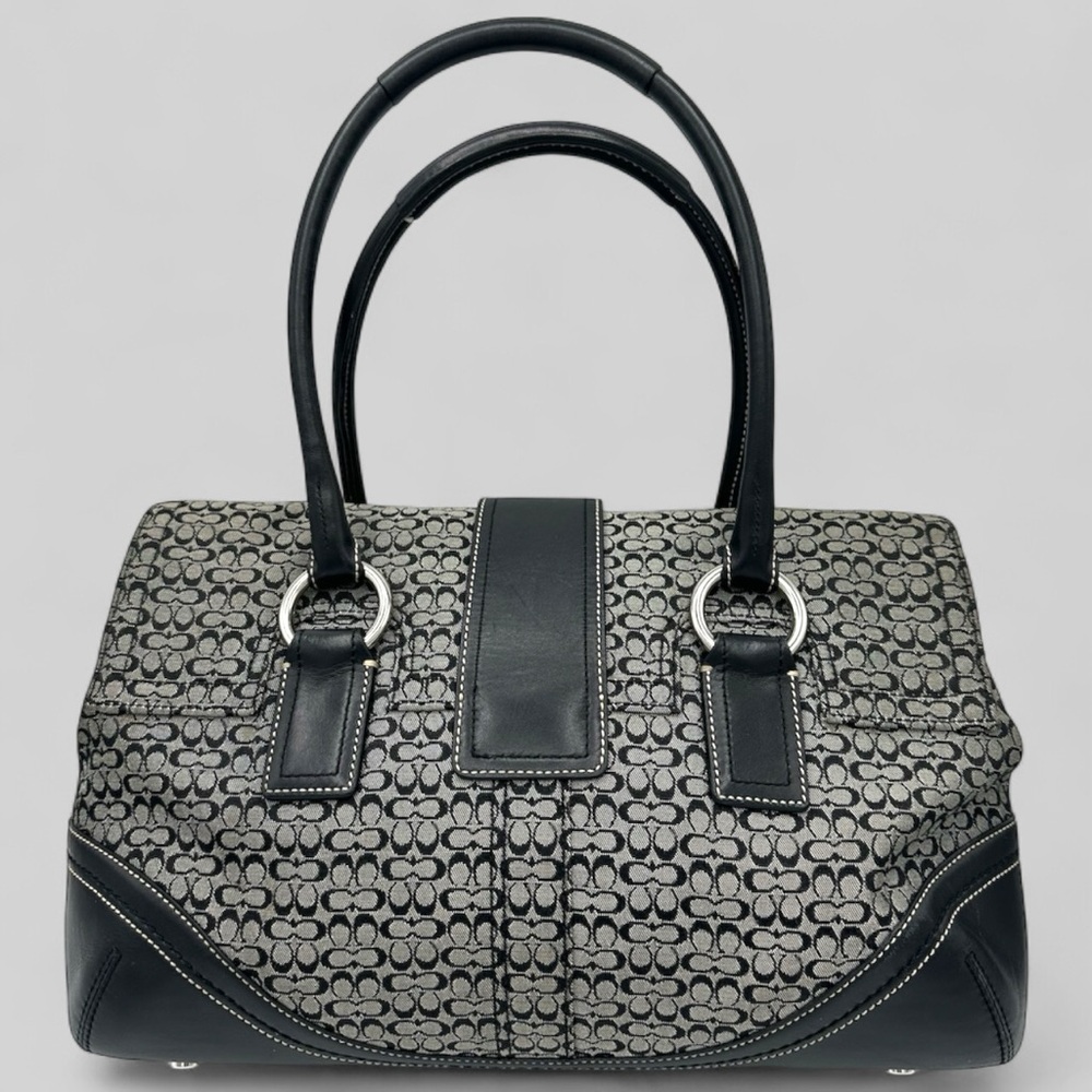 ⭐️⭐️SOLD⭐️⭐️ Coach Soho Black/Gray Monogram Canvas Leather Satchel F10929 Y2K - Picture 3 of 16